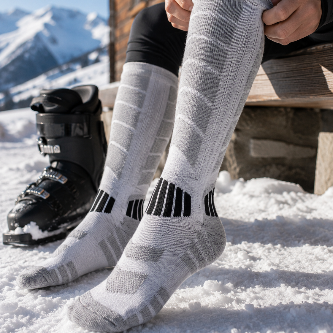 SkiGuards Merinostickade Skidstrumpor